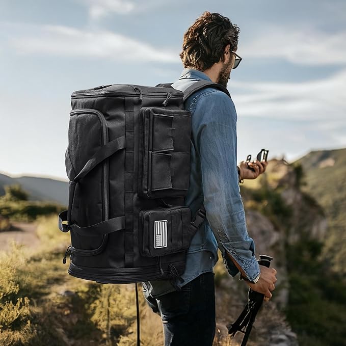 G4Free 3-in-1 Duffle Bag for Travel, Large Gym Duffle Backpack for Men Women with Shoes Compartment and Wet Pocket, Black