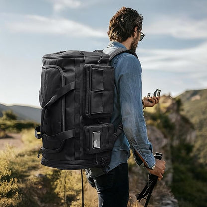 G4Free 3-in-1 Duffle Bag for Travel, Large Gym Duffle Backpack for Men Women with Shoes Compartment and Wet Pocket, Black