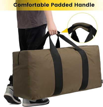 Vorspack Extra Large Duffle Bag for Travel - 100L Duffel Bag for Men Gear Bag for Storage Foldable Weekender Bag for Overnight Camping - Khaki