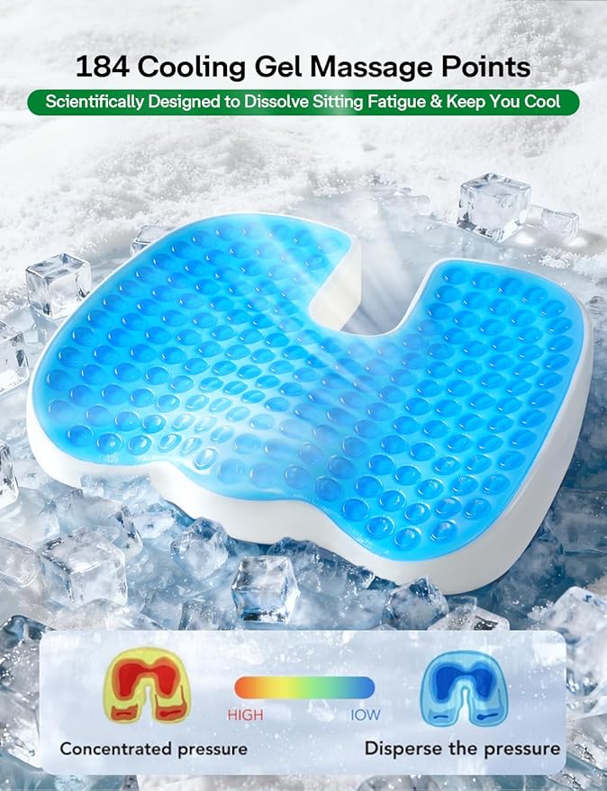 medisana Gel Seat Cushion for Office Chair, Car Seat & Wheelchair, GC 100 Office Chair Cushion for Tailbone, Back & Sciatica Pain Relief Pillow, Best Gift for Office Workers, Drivers, Wheelchair Users