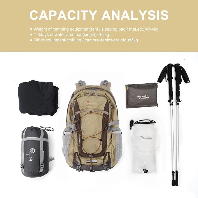 MOUNTAINTOP 25L/40L Hiking Backpack,Lightweight Travel Backpack for Men Women Outdoor Backpacking, Camping