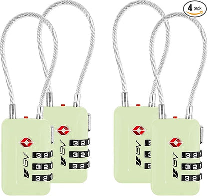 TSA Accepted Luggage Travel Lock, Set-Your-Own Combination Lock for School Gym Locker, Luggage Suitcase Baggage Locks, Filing Cabinets, Toolbox, Case (Mint Green, 4 Pack)