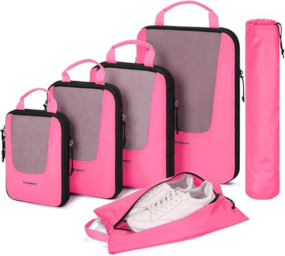 BAGSMART Compression Packing Cubes for Travel, 6 Set/5 Set/4 Set, Compression Suitcase Organizer Bags Set for Suitcases Travel Essentials, Lightweight Packing Organizers