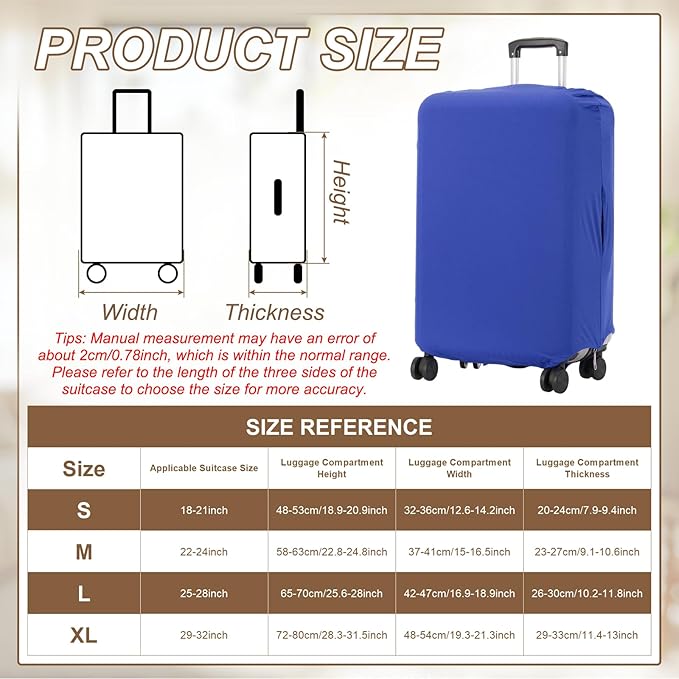 uxcell Luggage Cover for Suitcase Protector, Fit 21-25 Inch Luggage Elastic Suitcase Cover Scratch-Resistant Covers for Travel Business Trips, Blue (M)
