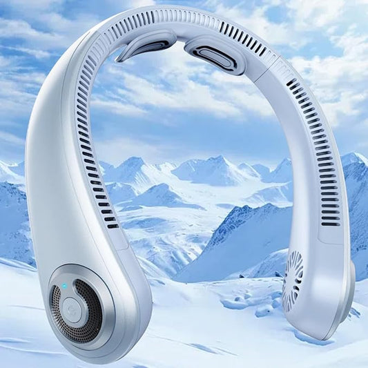 Neck Fan - Portable Neck Fan with Neck Support, 5 Speeds, All Around Airflow, Hand-free Bladeless Personal Cooling Fans, Rechargeable Wearable Fan for Outdoor and Indoor, Festival Gifts for Men Women