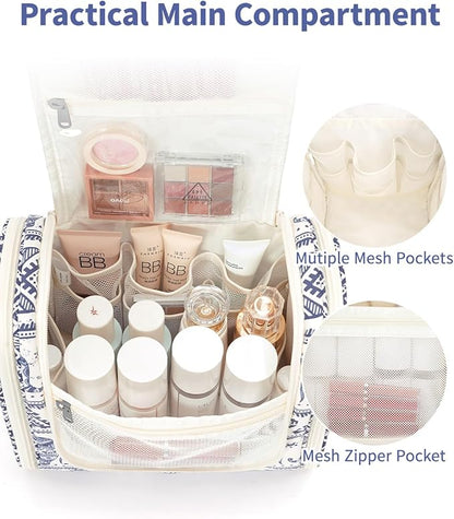 Narwey Hanging Toiletry Bag for Women Travel Makeup Bag Organizer Toiletries Bag for Cosmetics Essentials Accessories (Large, Elephant)