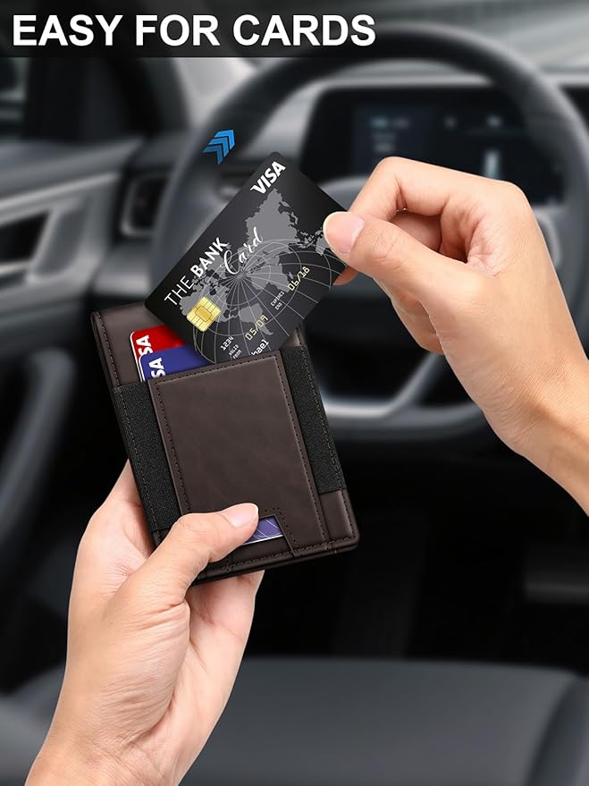 Wallet for Men Slim Leather Wallets for 13-17 Cards, RFID Blocking Thin Card Holder Wallet with ID Window & Large Capacity Cash Slot, Minimalist Bifold Small Wallet for Front Pocket, Gift for Men