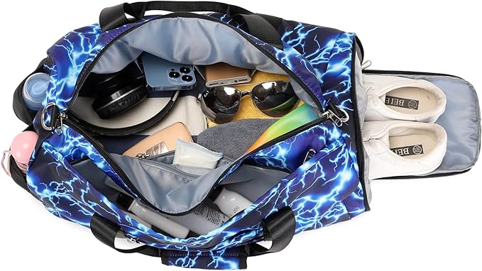 Sport Bag for Boy Duffle Gym Bag Overnight Travel Weekender Sleepover Bags With Shoe Compartments and Wet Pocket Carry On Bag