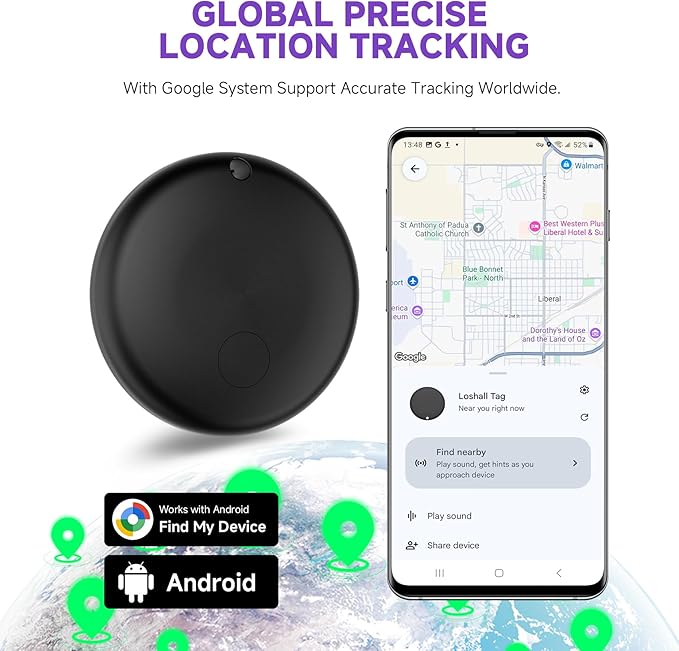 2025 Upgraded Android Air Tracker Tag Luggage Tracker Tags Bluetooth Tracker for Android Smart Tracking Tag for Google Find My Device App Item Finder for Backpack, Keys (2 Black)