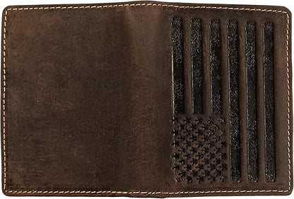 ELIZO Leather Short Wallet for Men Western Wallet Rodeo Mens Wallet Flat Bifold Wallets for Men Biker Billfold Wallet for Men Cowboy Wallet RFID Wallet for Men with Credit Card Holder - Large Flag