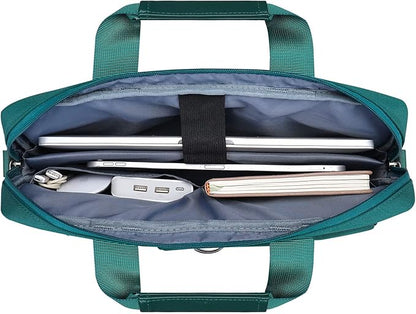 MOSISO Laptop Shoulder Bag 15.6 inch, 15-15.6 inch Computer Bag Compatible with MacBook Pro 16 inch, HP, Dell, Lenovo, Notebook with 2 Raised&1 Flapover&1 Horizontal Pocket&Handle&Belt, Teal Green