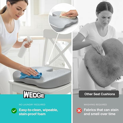 Upseat Wedge Ergonomic Seat Cushion, Made of Soft Foam, Wipeable Non-Fabric Posture Support for Office Chair – Promotes Upright Sitting & Relieves Tailbone Pressure and Sciatica, Made in North America
