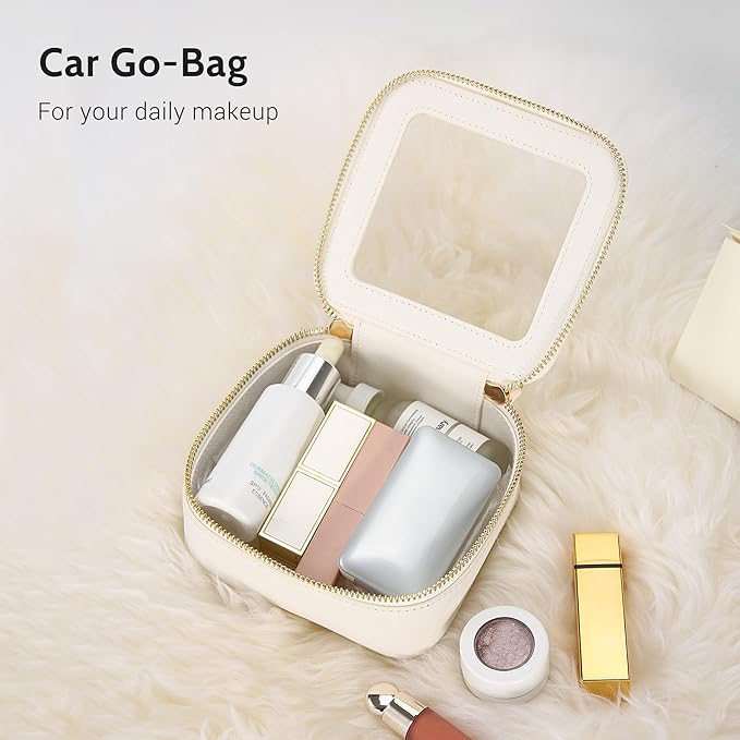 Aveniee Clear Makeup Bag Set (2-Piece Mini & Midi) - Travel Toiletry Organizer for Women, Waterproof Cosmetic Pouch & Car Accessory for Travel Size Toiletries, White