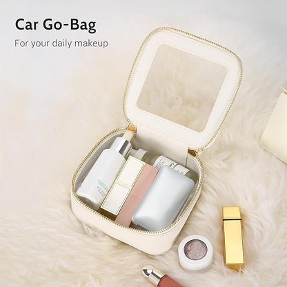 Aveniee Clear Makeup Bag Set (2-Piece Mini & Midi) - Travel Toiletry Organizer for Women, Waterproof Cosmetic Pouch & Car Accessory for Travel Size Toiletries, White