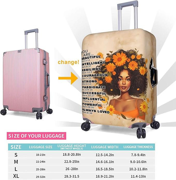 Suitcase covers for luggage tsa approved luggage cover for Suitcase Washable Suitcase Protector Anti-scratch Suitcase cover Medium African American Woman