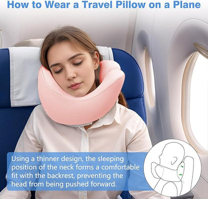 jiaao Neck Pillow Airplane, 2025 Upgraded Memory Foam Travel Pillow for International Flights, Adjustable Clasp, Storage Bag, Advanced Neck Support for Road Trips, Home, Office, and Gaming