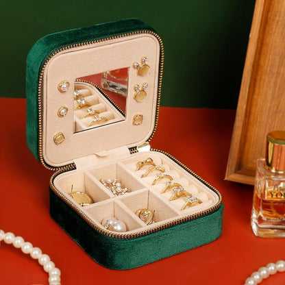 Jenria Christmas Gift for Women, Travel Jewelry Case for Women, Jewelry Organizer, Jewelry Box, Unique Gifts, Personalized Gifts for Her, Birthday Gifts for Mom, Teen Girl, Girlfriend, Green, C