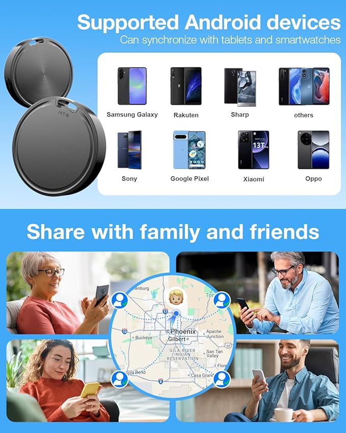 Air Tags for Android,Air Tags-2 Pack Android,Android Tracker Tags,2 Year Battery Life,Google Find Trackers for Google'S Find Hub App,IP65 Waterproof Luggage Tracker Android for Keys,Wallets,Luggage