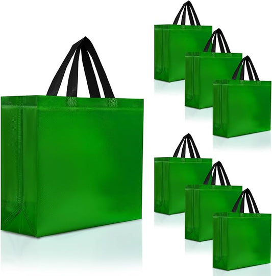Nush Nush Large Green Gift Bags Bulk – Set of 30 Shiny Reusable Green Gift Bags With Handles - Perfect Goodie Bag for Christmas Gifts, Birthday Party Favor s, Holiday, Parties and Events – 13Wx5Dx11H