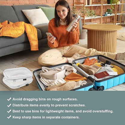 Hard Sided Clear Zipper Case for Storage- Professional-Grade Plastic Clear Zipper Pencil Case,Toy Storage Bins, Toiletry Pouch, Travel Organizer, Cosmetic Bag（White,2 Pack, M）