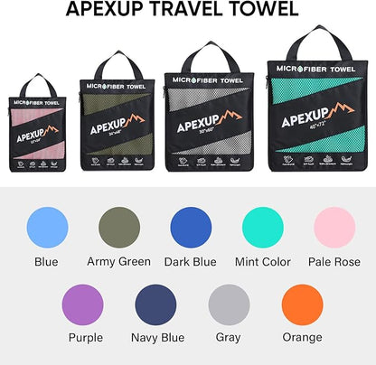 APEXUP Microfiber Travel Towel, Ultra Absorbent Quick Dry Towels, Lightweight Gym Sports Camping Towel for Workout, Yoga, Beach, Shower, Swimming (Combo, Pale Rose)