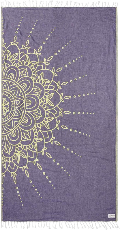 Sand Cloud Turkish Beach Towel - Sand Free - 100% Organic Turkish Cotton Yarn - Quick Dry Towel for Beach, Picnic Blanket or Throw - As Seen on Shark Tank - Flower Mandala Grape