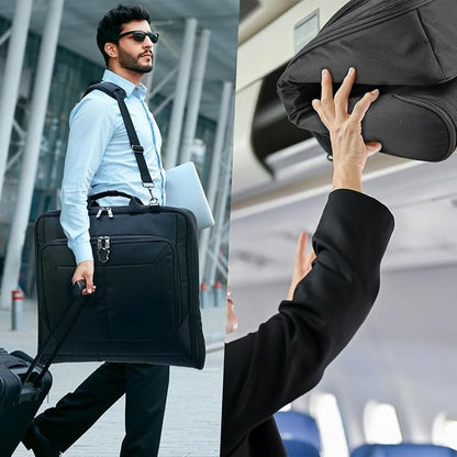 WELKINLAND 3-Suits Garment Bags for Travel W/ 4-Pack Compression Packing Cubes, 30L-Large Carry On Garment Bag for Travel, 15-Pockets Suit Holder Travel Bag, Wrinkle-Free Suit Garment Bag for Men