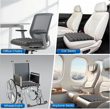 Travel Cushion, Travel Seat Cushion for Airplane, 56 Bubbles Portable Car Seat Cushions for Long Flhts Office Chair, Wheelchair, Camping, Home Living (Grey)