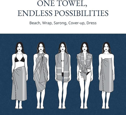 LANE LINEN Oversized Beach Towels 4 Pack – Pre-Washed, Extra Large, Quick Dry, No Sand, Absorbent Pool Towels for Adults, 39"x71", Grey