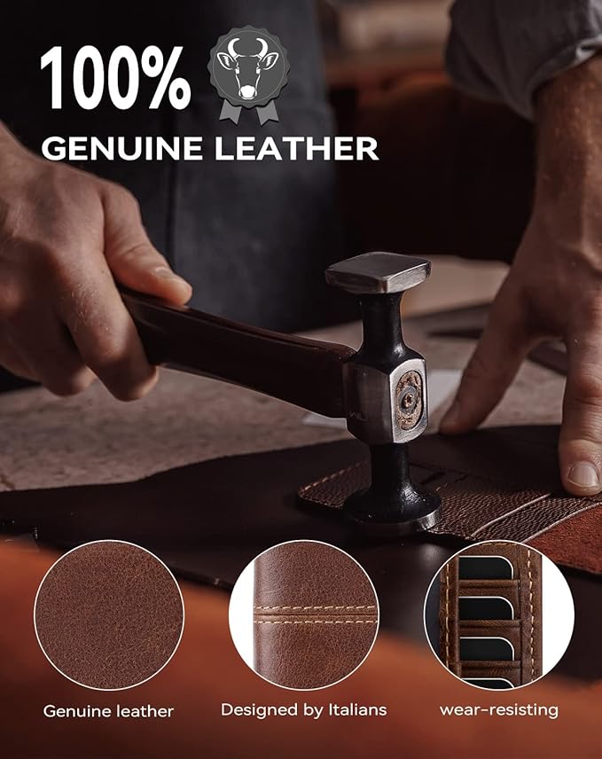 Swallowmall Leather Wallet for Mens Genuine Leather RFID Blocking Bifold Wallets with 1 ID Window 15 Card Slots