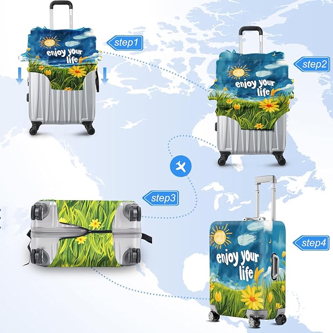 ANNA QUEEN Travel Luggage Cover Suitcase Protector Suitcase Cover Anti-Scratch,Stretchable Bag Cover Washable Durable Polyester