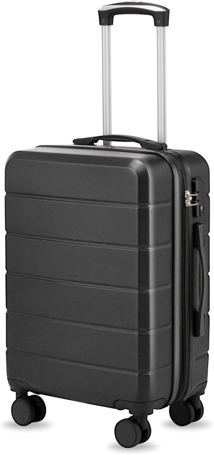 Carry On Luggage 22x14x9 Airline Approved with Spinner Wheels, Expandable Hardside Suitcase, Black