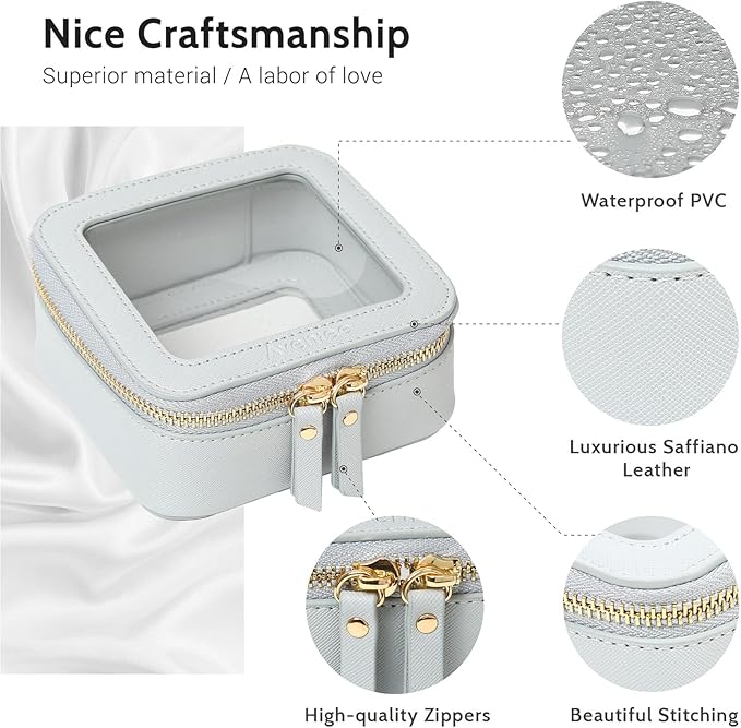 Aveniee Mini Clear Makeup Bag, Small Cosmetic Bags Travel Toiletry Pouch Organizer, TSA Approved Make up Case with Zipper, Car Bag for Essentials,Blue