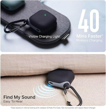 Catalyst Waterproof Case for AirPods 4 - Drop Protection for Apple AirPods 4th Generation with Carabiner, Wireless Charging Silicone Cover for Apple AirPods 4 Case for Women and Men