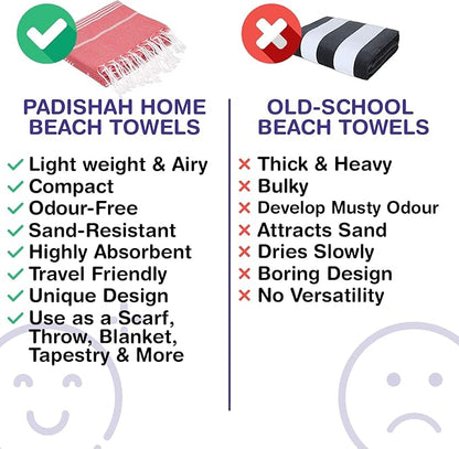 Turkish Beach Towels, Bulk Case of 12 | Oversized, Quick Dry, Sand Free | 100% Cotton, Large 38x71 Towels for Beach, Pool, Travel | Ultra-Soft, Compact, Absorbent | Red