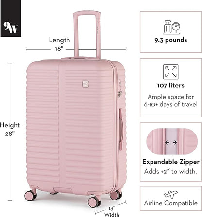 Nine West Suvi 28 Inch Hardshell Spinner, Large Expandable Checked Luggage, Extra Capacity Suitcase for Extended Travel Muted Lilac
