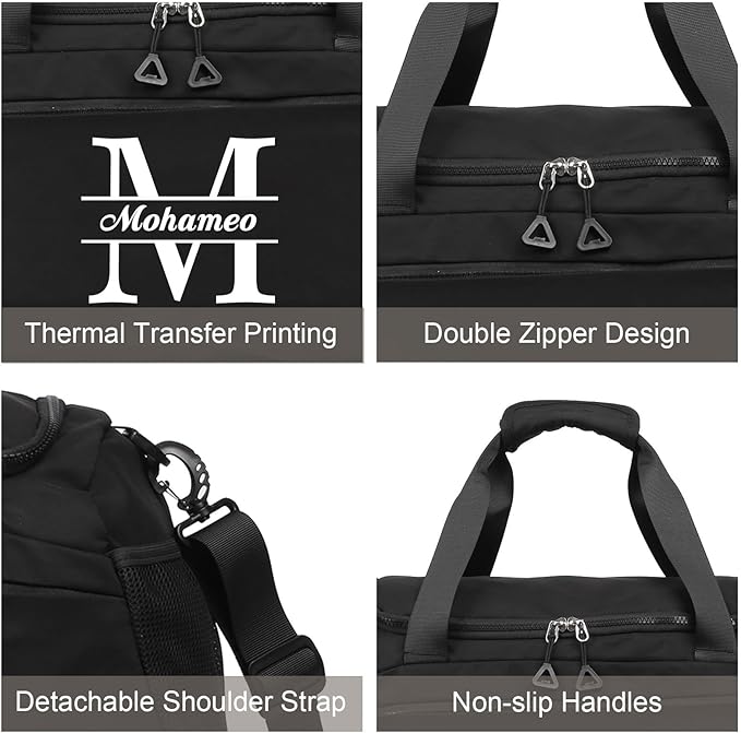 Personalized Travel Duffel Bag with Name - Custom Letter Oxford Cloth Gym Bag with Shoes & Wet Pockets Sport Bag Weekender Overnight Bag for Traveling for Women Men Gift for Christmas Groomsman Brides