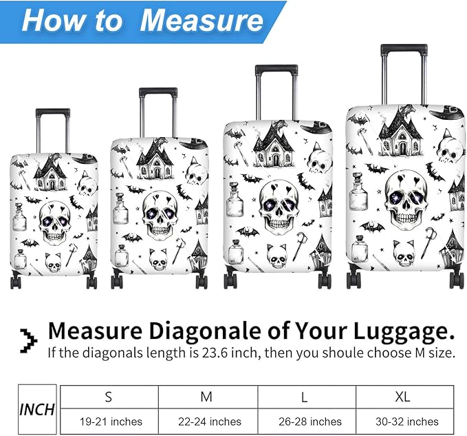 Luggage Cover Protector for 30-32 Inch Suitcases, TSA Approved Elastic Travel Suitcase Covers, Anti-Scratch Washable Luggage Sleeve for Carry On & Checked Bags, Watercolor Gothic Black