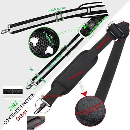 ZINZ Shoulder Strap Universal Bag Strap - 78" Ultra-Thick Padded with Dual Balanced Adjustable Buckles for Briefcase, Travel, Sports, Laptop, Crossbody Bag，Stripes-BkWBk