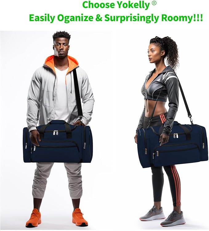 Gym Bag 22 inch Sport Duffle Bag for Men - 55L Weekender Duffel Bag for Travel - Navy Blue