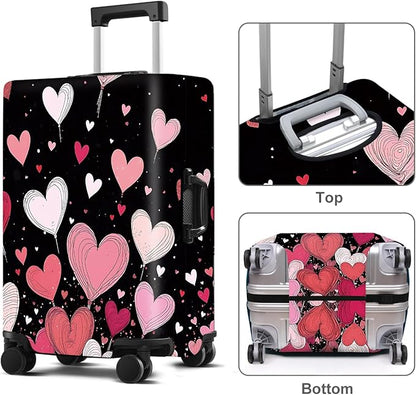 Luggage Cover Washable Suitcase Protector Anti-Scratch,Stretchable Fit for 20-34Inch Luggage Durable Travel Bag Cover with Zipper Closure (Heart-2, XL(fits 32-34Inch suitcase))