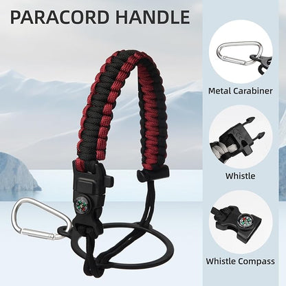 Insulated Water Bottle with Straw,87 oz 3 Lids Water Jug with Carrying Bag,Paracord Handle,Double Wall Vacuum Stainless Steel Metal Flask,Dark Red