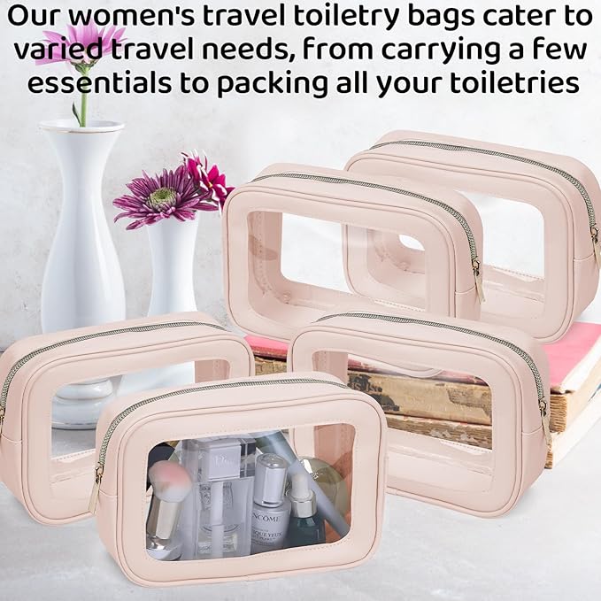 8 Packs TSA Approved Toiletry Bags Clear Toiletry Bags for Travel PVC Makeup Pouch Waterproof Quart Size Clear Cosmetic Bag with Zipper for Airport Airline Compliant Bag Women Men Travel Bathroom