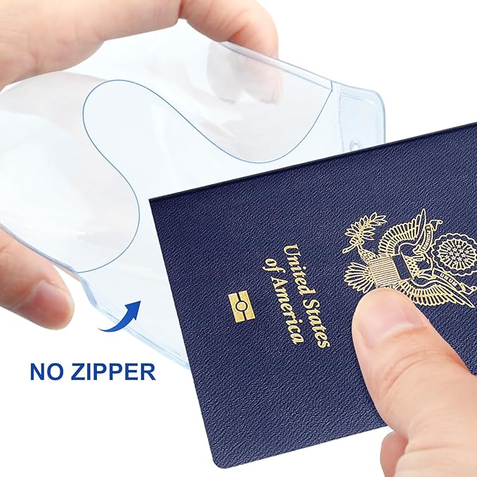 100 Pack Clear Plastic Passport Identification Card Holders, 4x6 Inch Vertical No Zipper Plastic Name Badge ID Card Holders