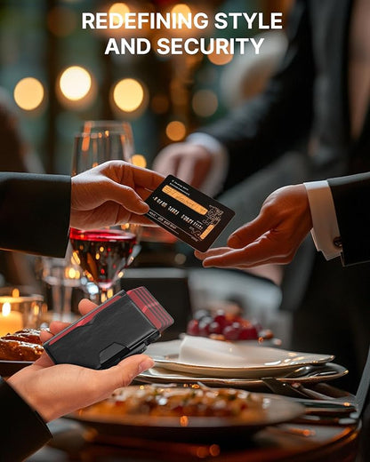 typecase Smart Wallet for Men: Metal Rfid Blocking Card Case, Ultra-Slim Bifold Wallet, Magnetic Card Holder, 9-13 Cards Capacitiy, Smart Pop up Wallet for Men with Money Clip - Black