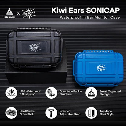 Linsoul Kiwi Ears SONICAP Waterproof Earbud Case,Hard Protective IEM Storage Box with EVA Lining,Hard Carrying Bag for Headphones,Earphone,Travel Carrying Case Fit for ZS10 Pro,Zero:2,EW300 (Black)