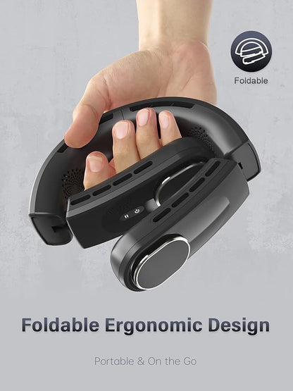ChillGo Neck Fan - 4 Turbo Foldable Portable Fans - Personal Bladeless Fan 5200mAh with Strong Airflow, Neck Fans that Blow Cold Air with 4 Vent Small Mini Fans Wearable Cooling Fan for Travel Outdoor