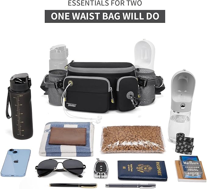 TUDEQU Hiking Fanny Pack for Men Women Large Hiking Waist Packs Adjustable Mens Fanny Pack Crossbody with Water Bottle Holders Waist Bag for Men for Travel Running Cycling