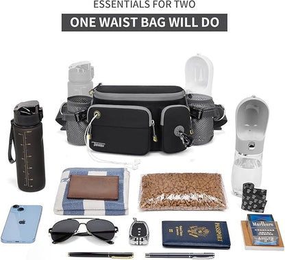 TUDEQU Hiking Fanny Pack for Men Women Large Hiking Waist Packs Adjustable Mens Fanny Pack Crossbody with Water Bottle Holders Waist Bag for Men for Travel Running Cycling