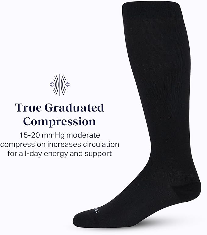 Comrad Nylon Knee High Socks - 15-20mmHg Graduated Compression Socks - Soft & Breathable Support Unisex Socks